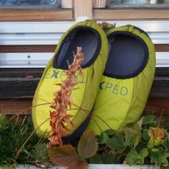 Exped Camp Slippers-Insulated Hut Booties -ClimbPro Store exped insulated camp slipper green cool arty shot